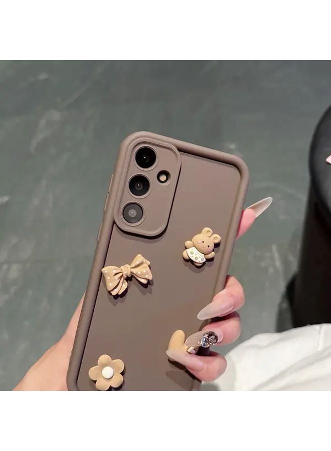 Beige Cute Rabbit Plush DIY Phone Case For Samsung Galaxy A15 Handmade Cover - Image 3